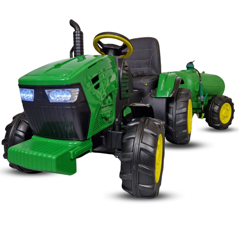 Green John Deere Electric Ride-on Tractor with Water Tank 12 Volts