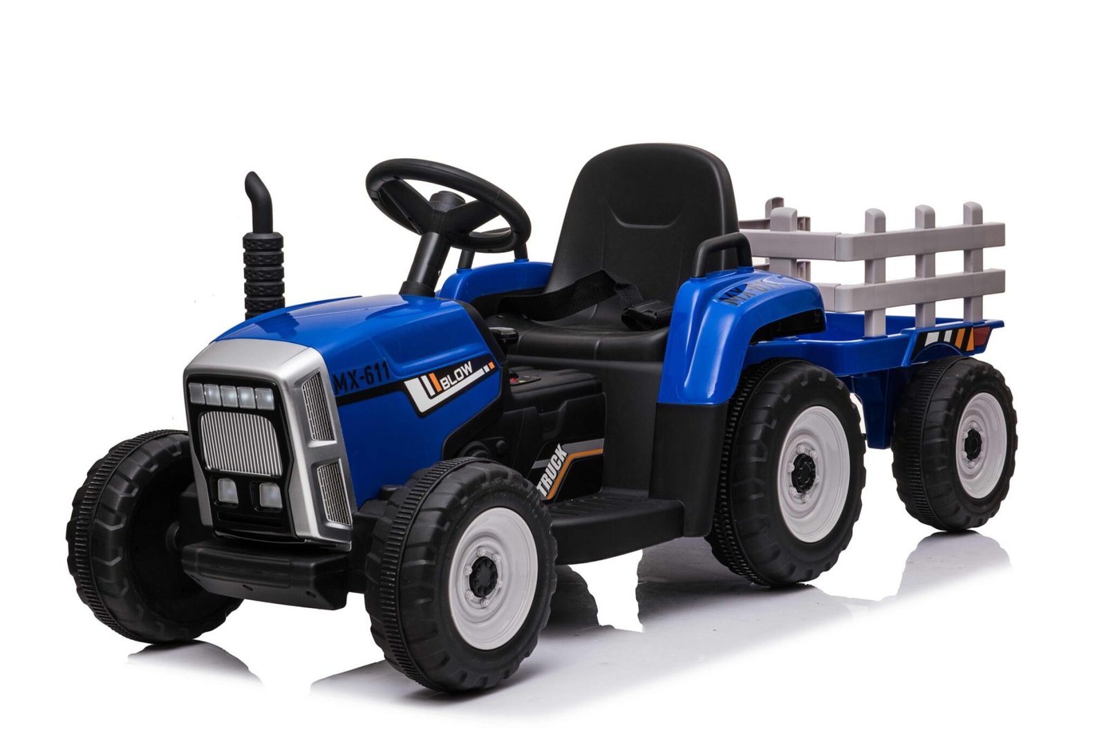 Electric Toy Tractor 12 Volts with Trailer and Rc Blue
