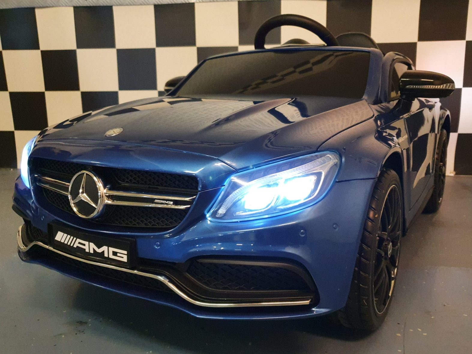 Electric Toy Car Mercedes C63 12 Volts with Remote Control Painting Blue