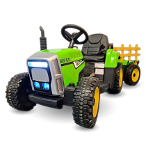 Children's Battery Tractor 12 Volts with Trailer and Rc Green
