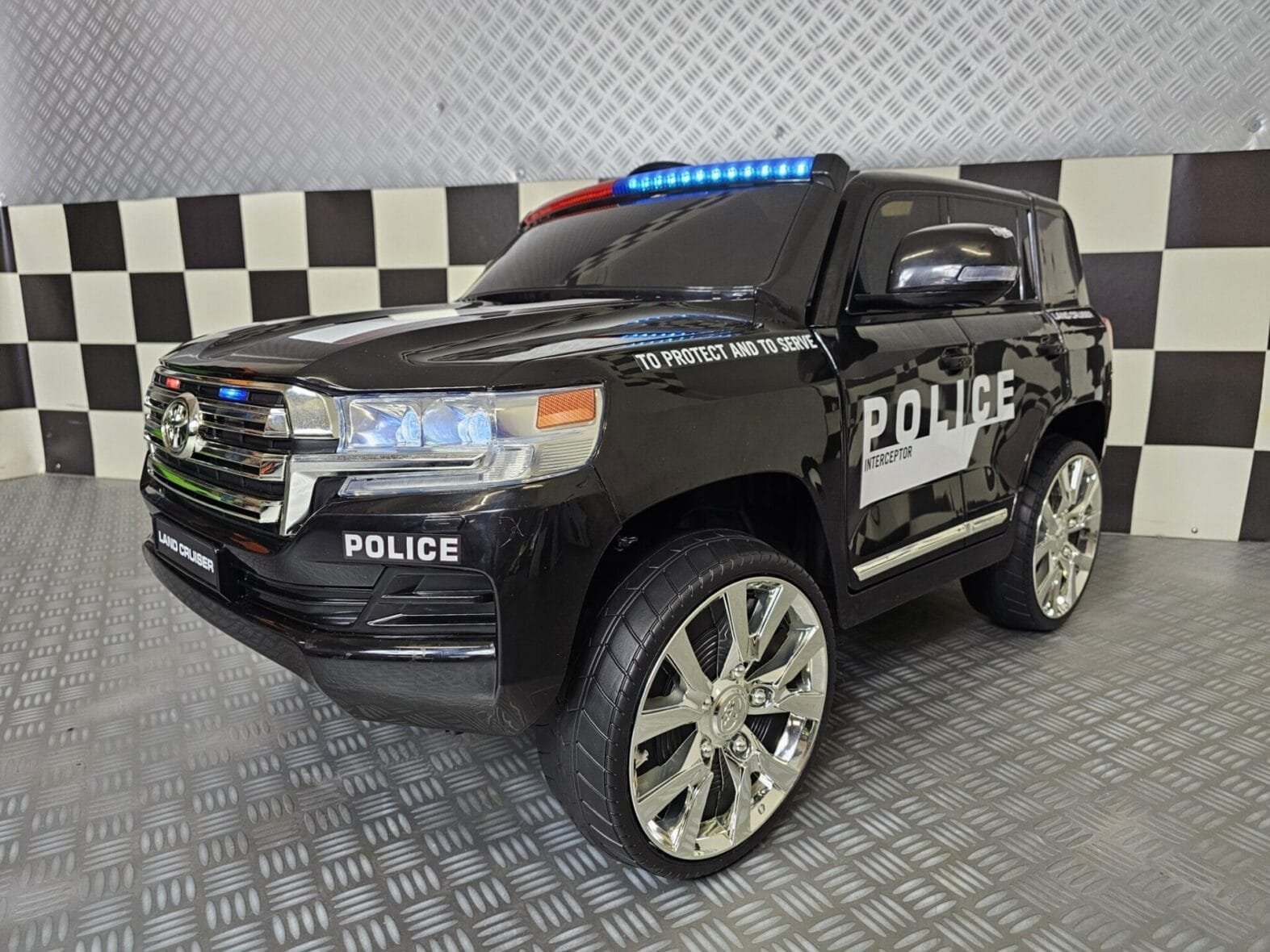 Toyota Land Cruiser Police 24V Electric Ride On Car for Kids – Black