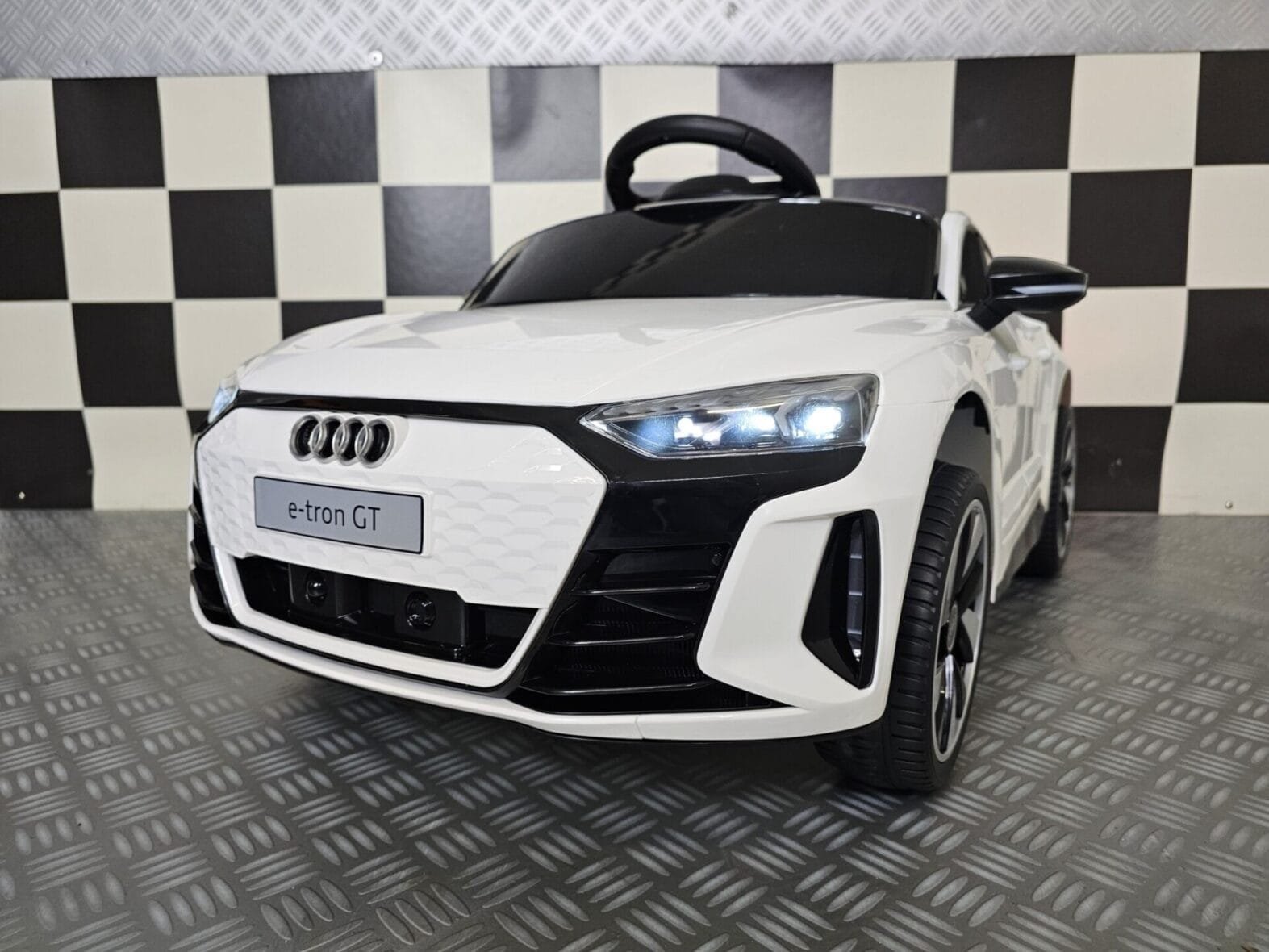 Audi E-Tron 12V Electric Ride On Car for Kids – White | Remote Control, Leather Seat & Bluetooth