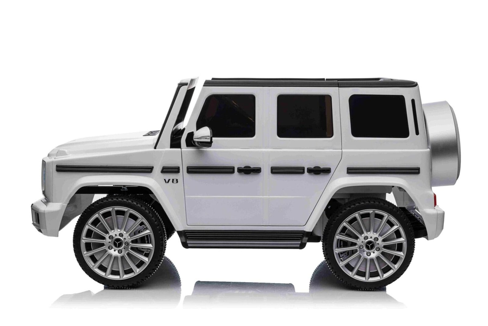 Battery children’s car Mercedes G500 white 12 volts – Gallery Image