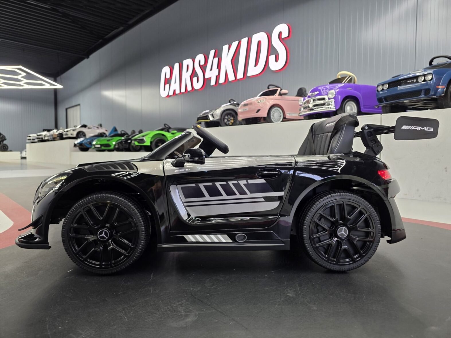 Mercedes GT3 AMG electric car – front view with LED lights