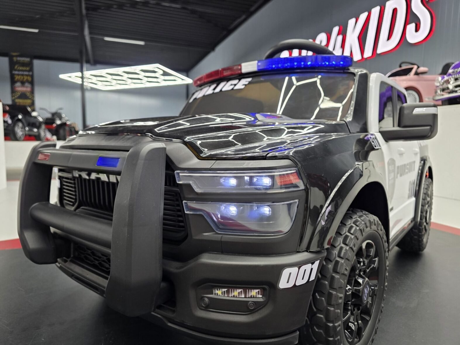 Dodge RAM Police Car 12V Kids Electric Vehicle Rear View