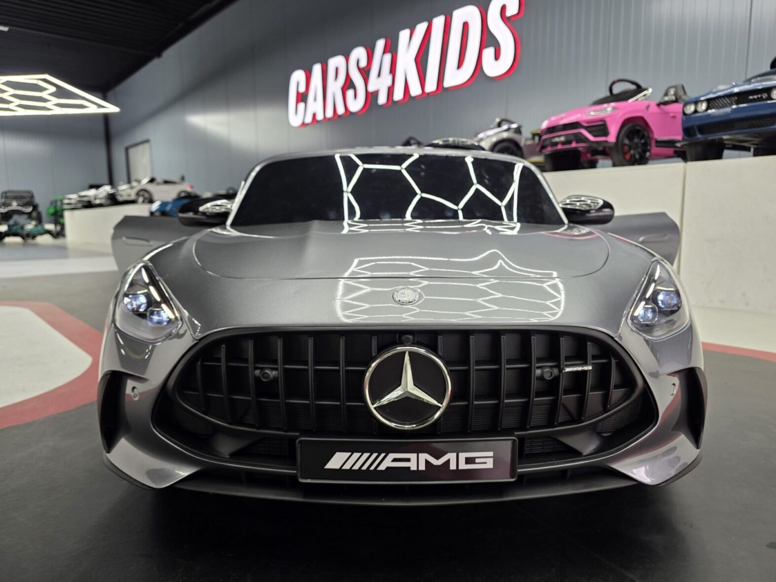 Mercedes GT63 children’s ride-on car front view with LED lights