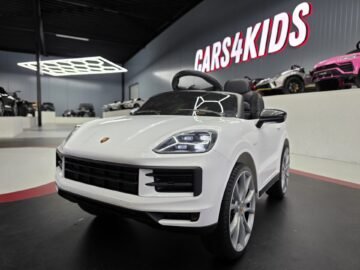 Porsche Cayenne 12V kids electric ride-on car in white - main view