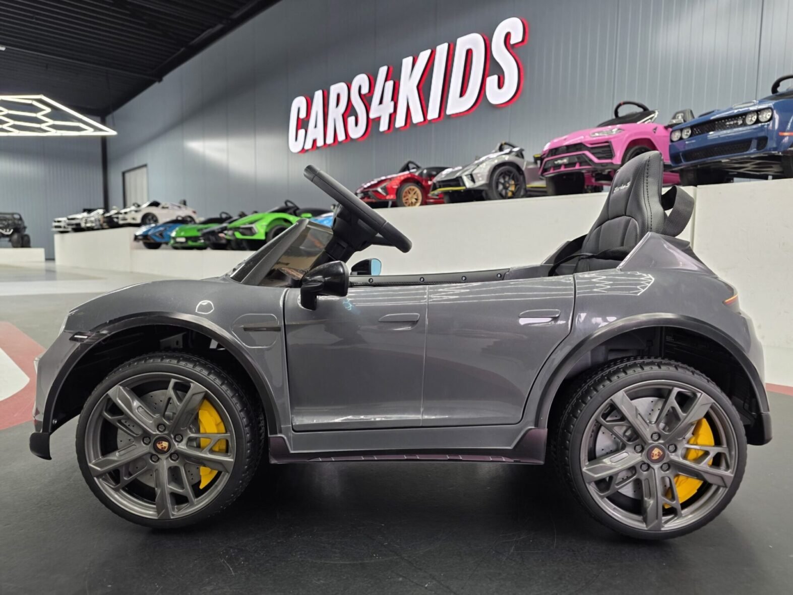 Porsche Taycan kids ride-on car side profile