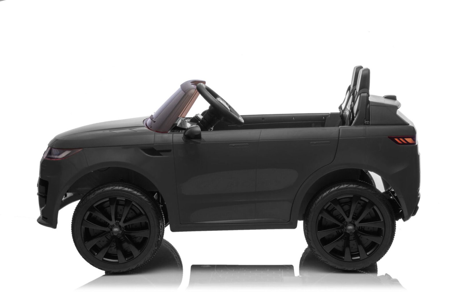 Two-seater Range Rover electric car interior with leather seats